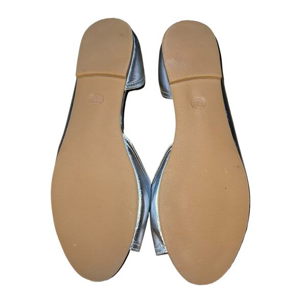 Avellini D'Orsay Open Toe Flats Silver Leather Made in Italy - Picture 6 of 10